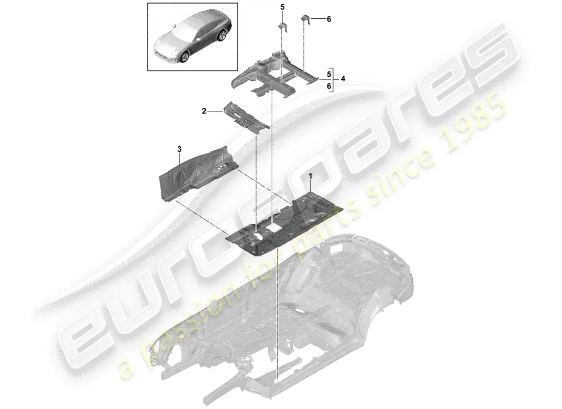 porsche 2020 (panamera 971-1) placas de piso diagrama de piezas