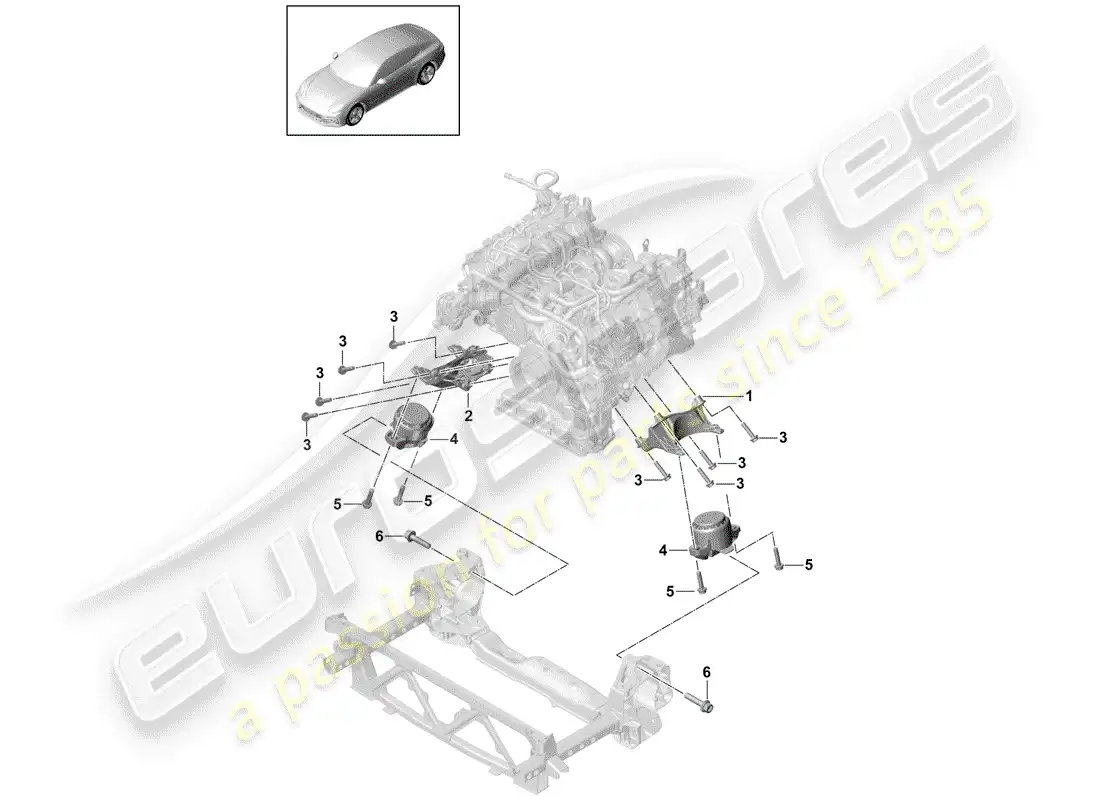 porsche 2019 (panamera 971-1) dispositivo de elevación del motor diagrama de piezas