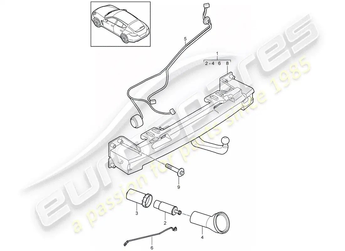 porsche 2012 (panamera 970) enganche de remolque diagrama de piezas