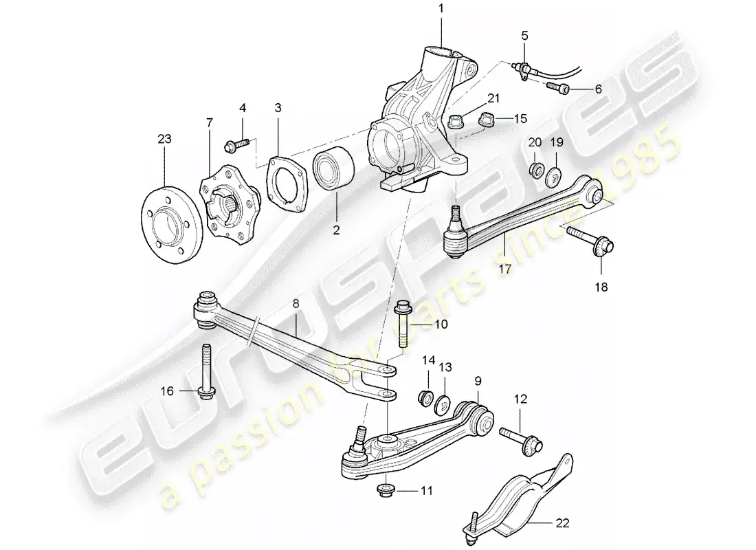 porsche 2005 (987 boxster) eje posterior diagrama de piezas