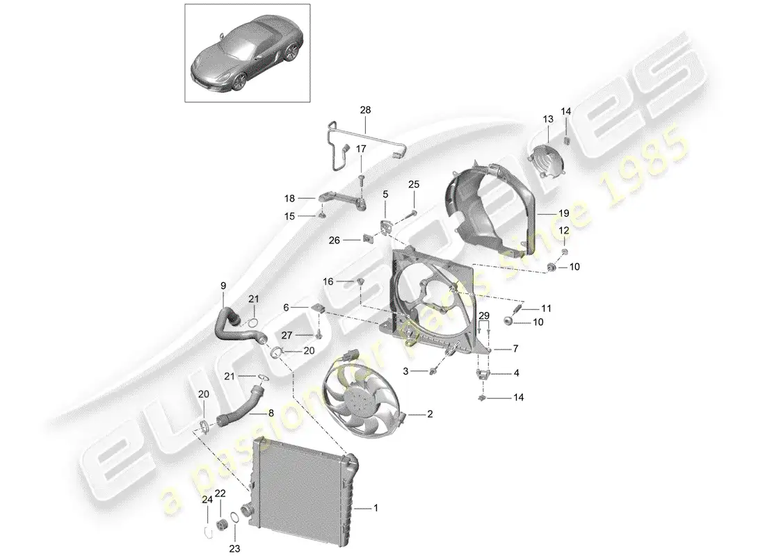 porsche 2016 (981 boxster) water cooling 2 diagrama de piezas