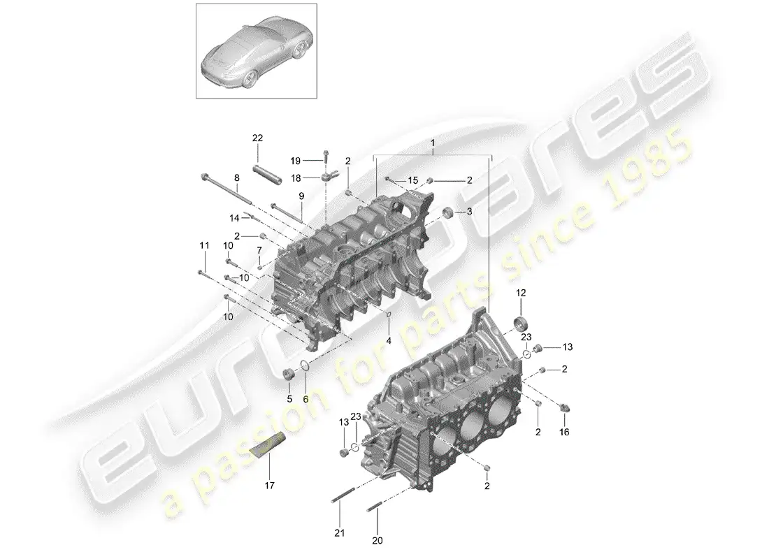 porsche 2012 (991-1) crankcase diagrama de piezas
