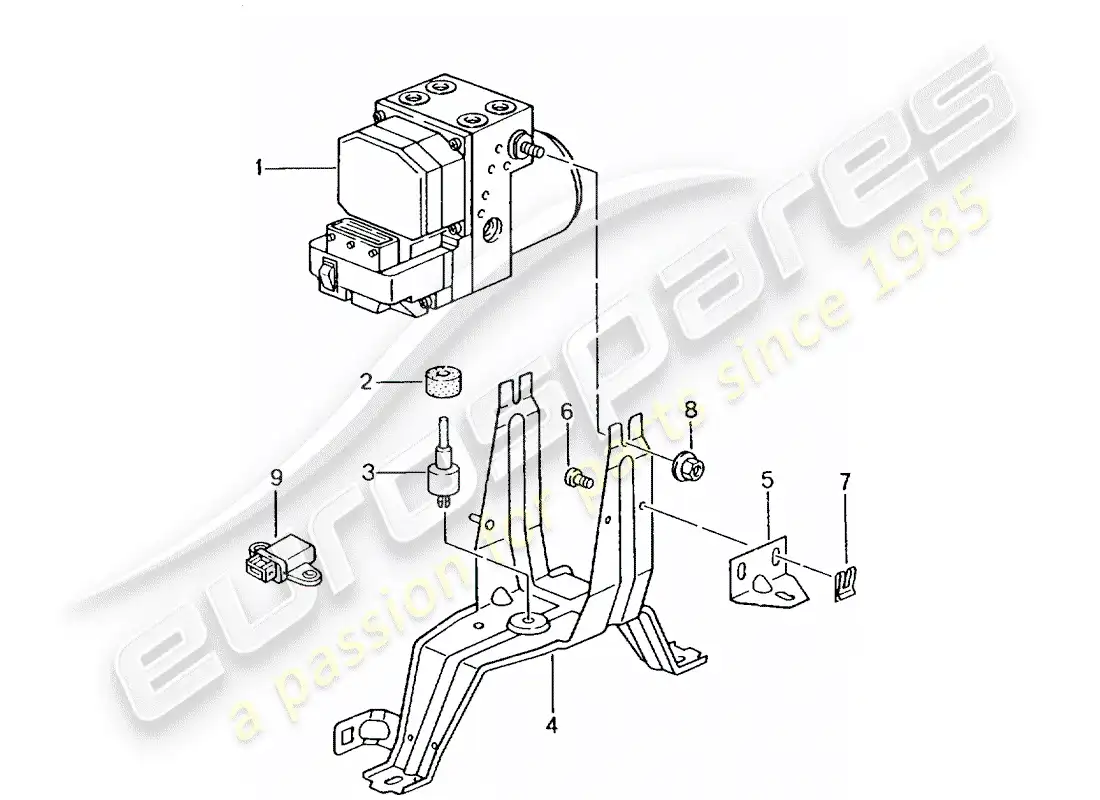 porsche 2003 (986 boxster) grupo hidráulico - sistema de freno antibloqueo -abs- - unidad de control y regulación diagrama de piezas