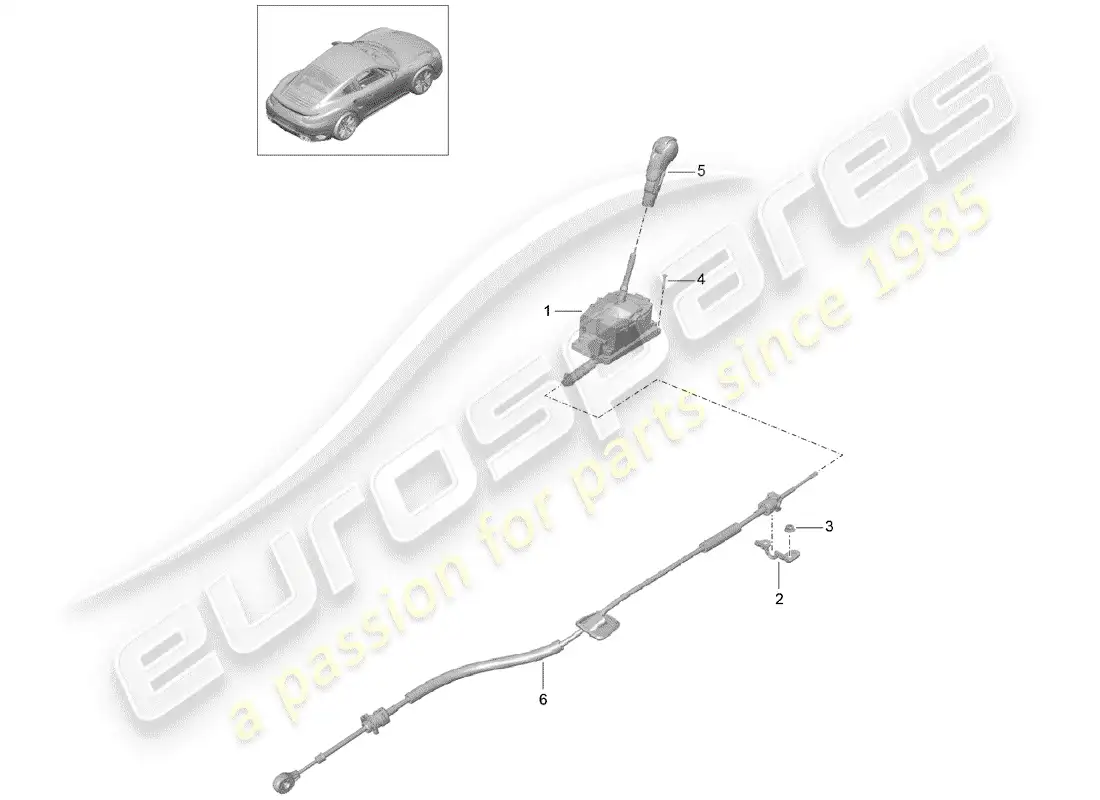 porsche 2015 (991-1 turbo) palanca selectora diagrama de piezas