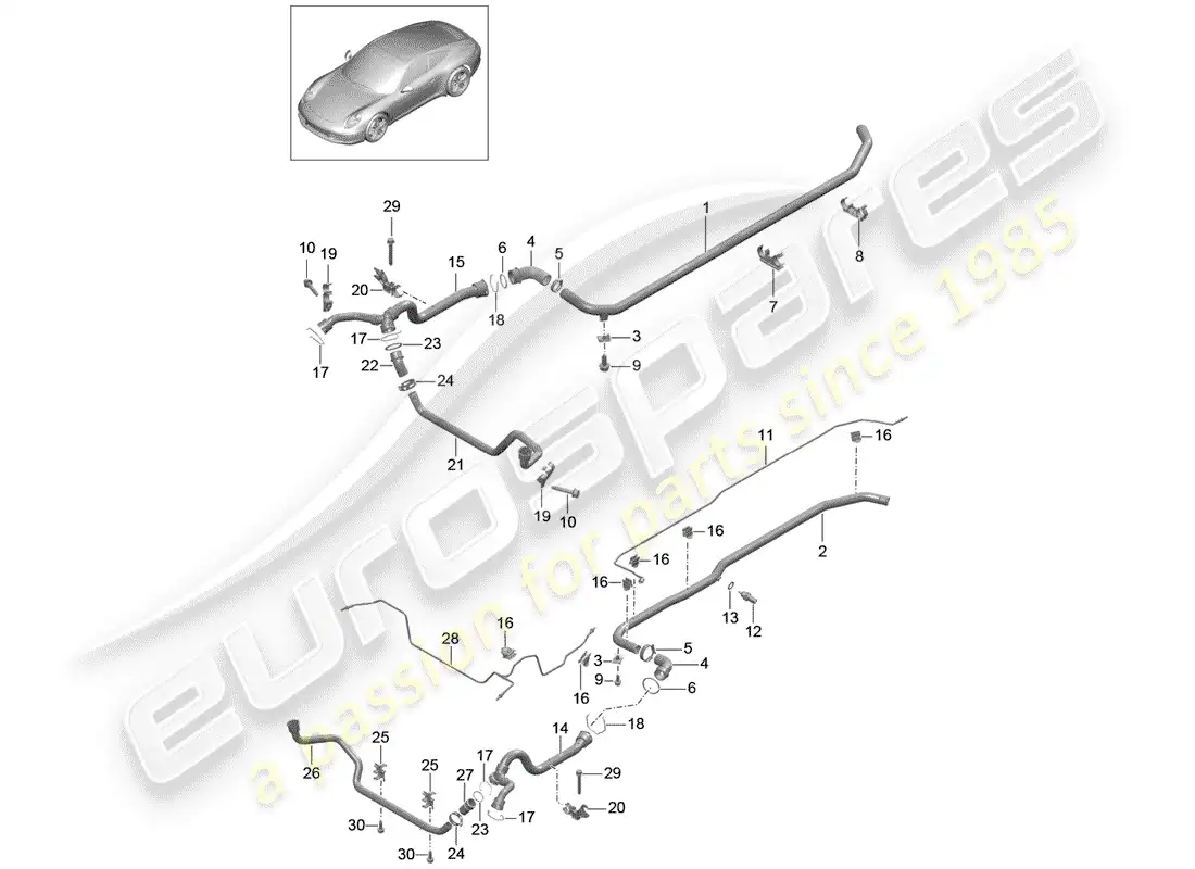 porsche 2014 (991-1) water cooling 2 diagrama de piezas