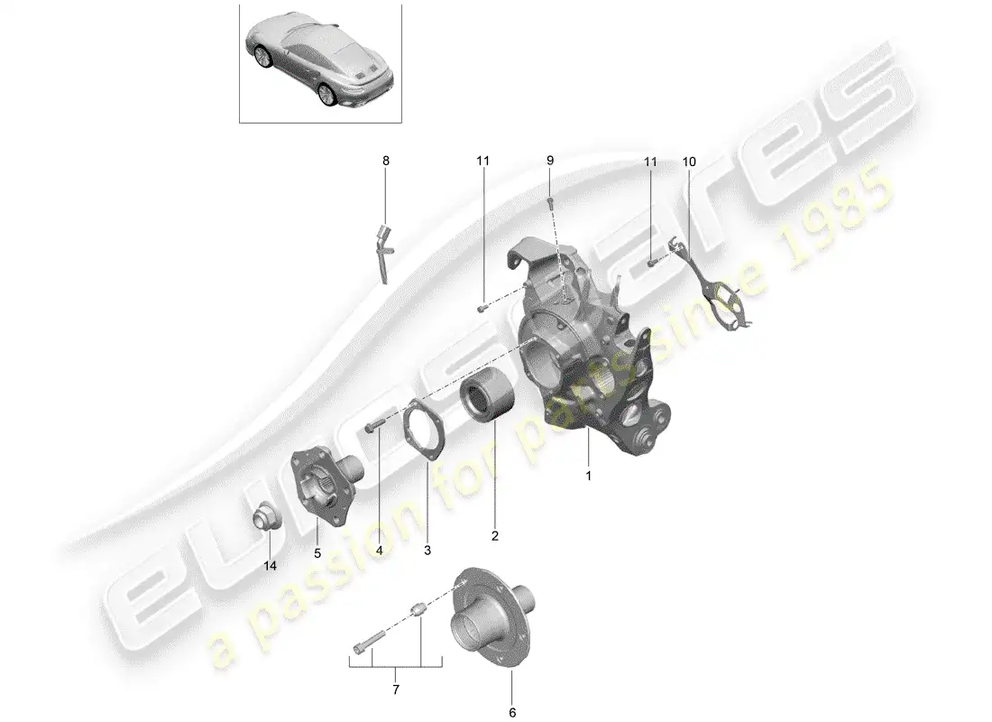 porsche 2017 (991-2 turbo) eje posterior diagrama de piezas