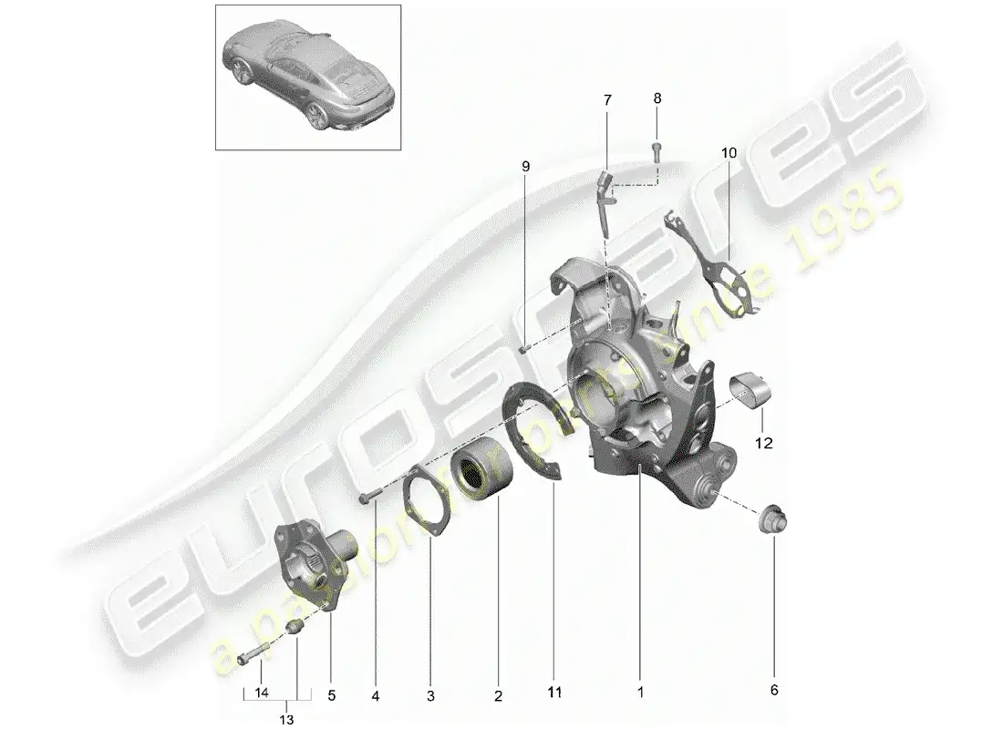 porsche 2017 (991-2 turbo) eje posterior diagrama de piezas