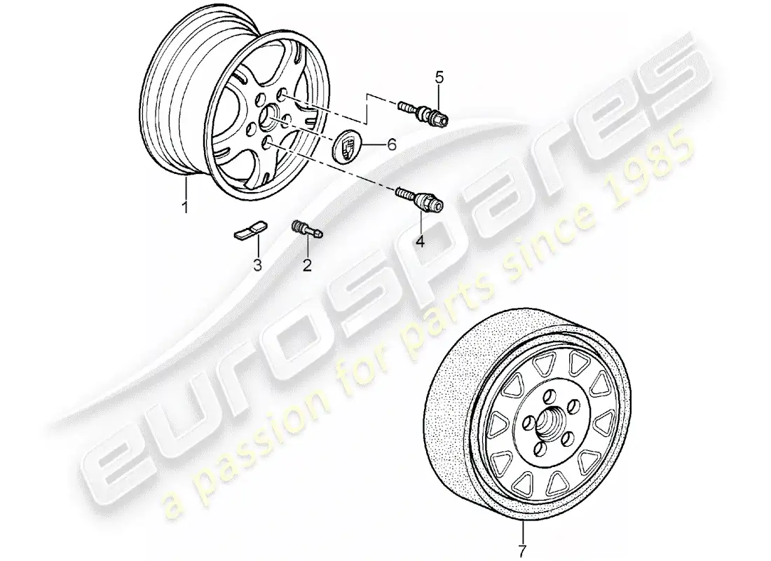 porsche 2005 (987 boxster) ruedas diagrama de piezas