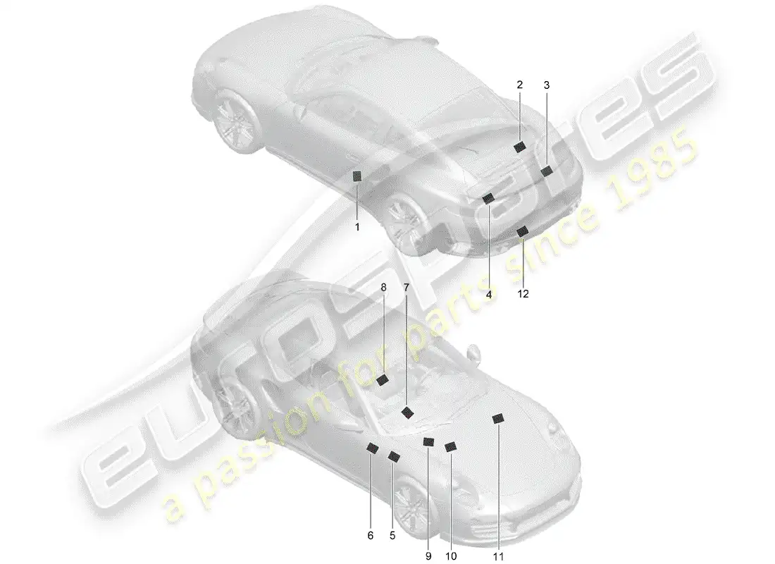porsche 2016 (991-1 turbo) señales/avisos diagrama de piezas