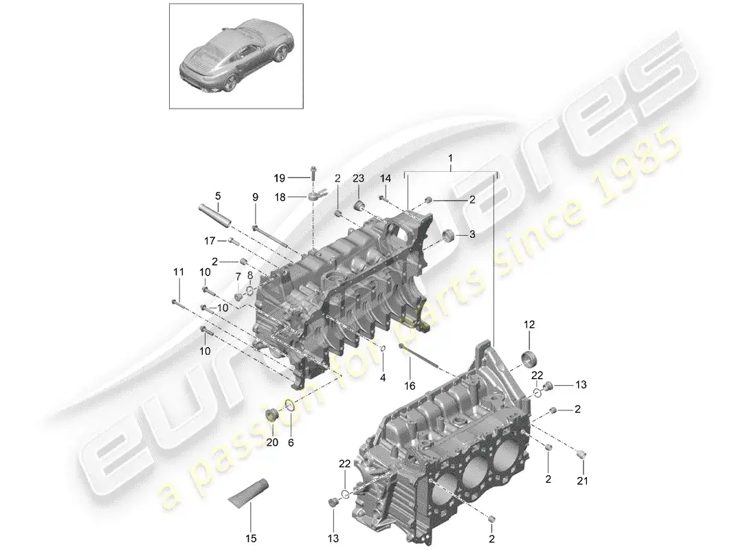 porsche 2016 (991-1 turbo) crankcase diagrama de piezas