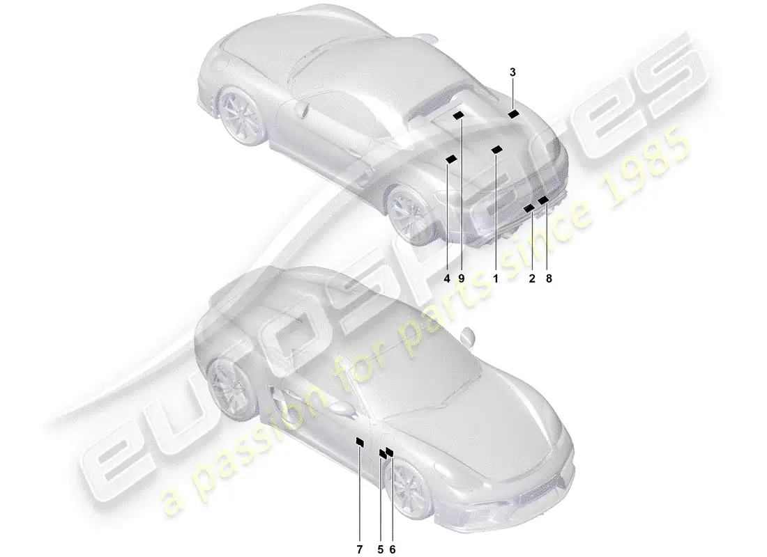porsche 2020 (718 boxster spyder) señales/avisos diagrama de piezas
