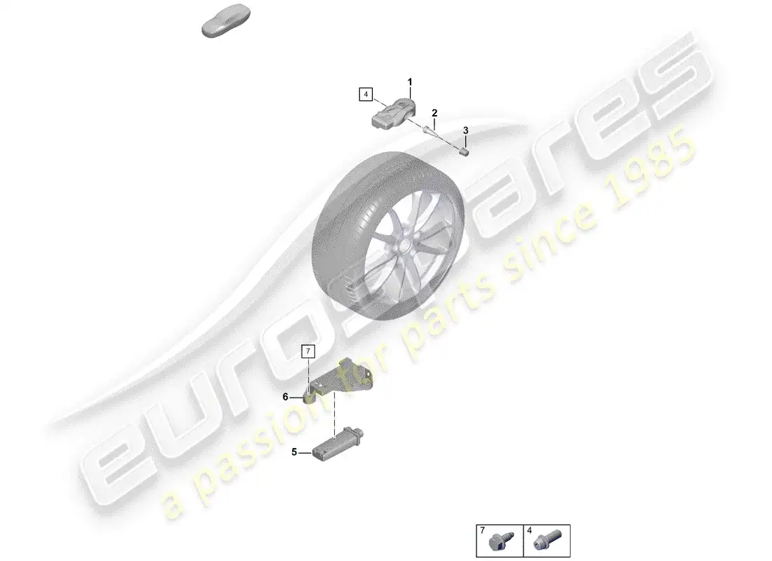 porsche 2020 (718 boxster spyder) sistema de control de presión de neumáticos diagrama de piezas