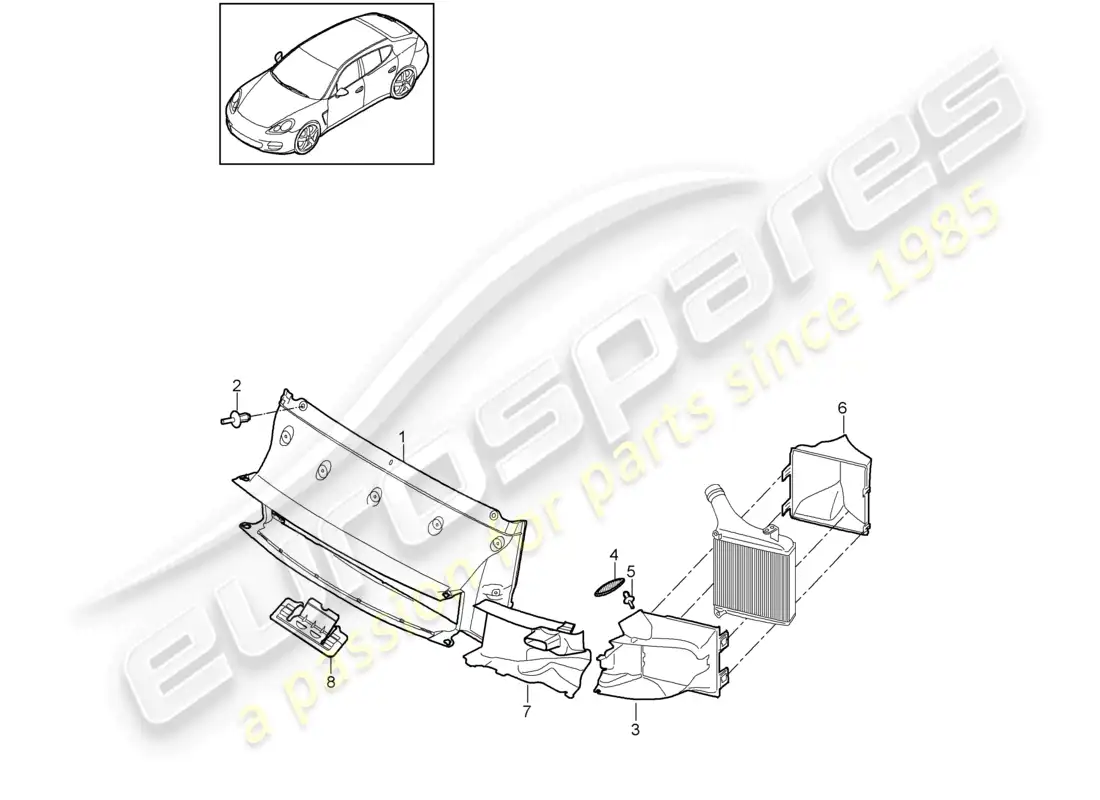porsche 2012 (panamera 970) guía de aire sistema de enfriamiento del refrigerante d >>- mj 2013 diagrama de piezas