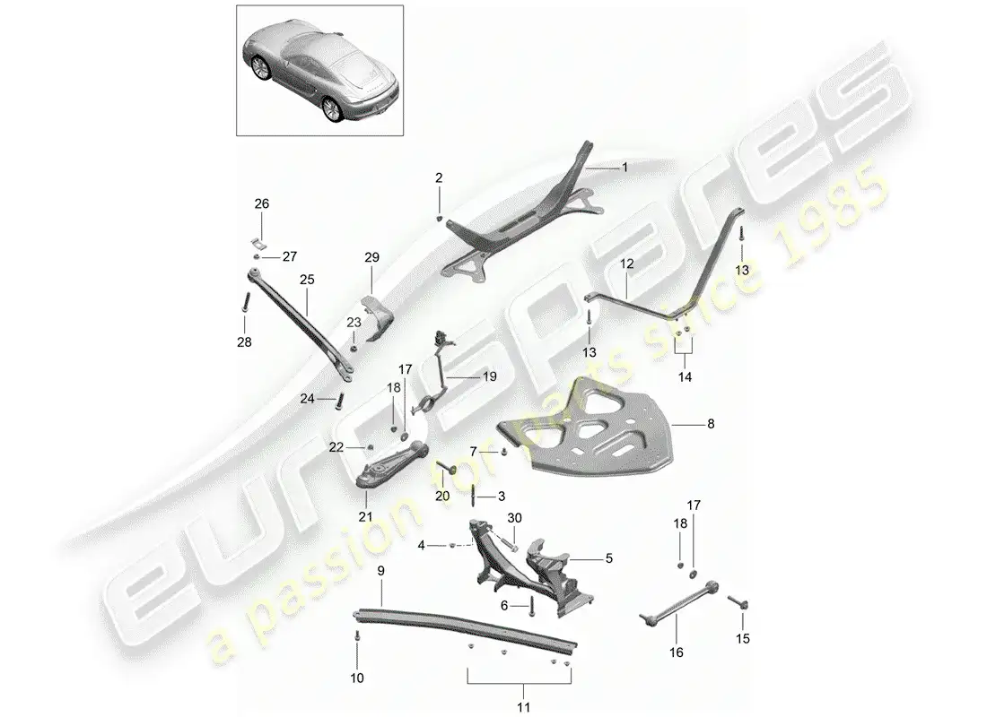 porsche 2014 (981 cayman) eje posterior diagrama de piezas