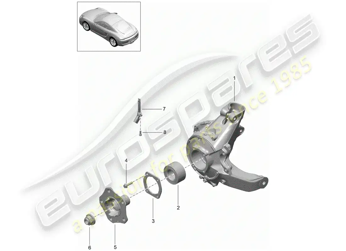 porsche 2014 (981 cayman) eje posterior diagrama de piezas