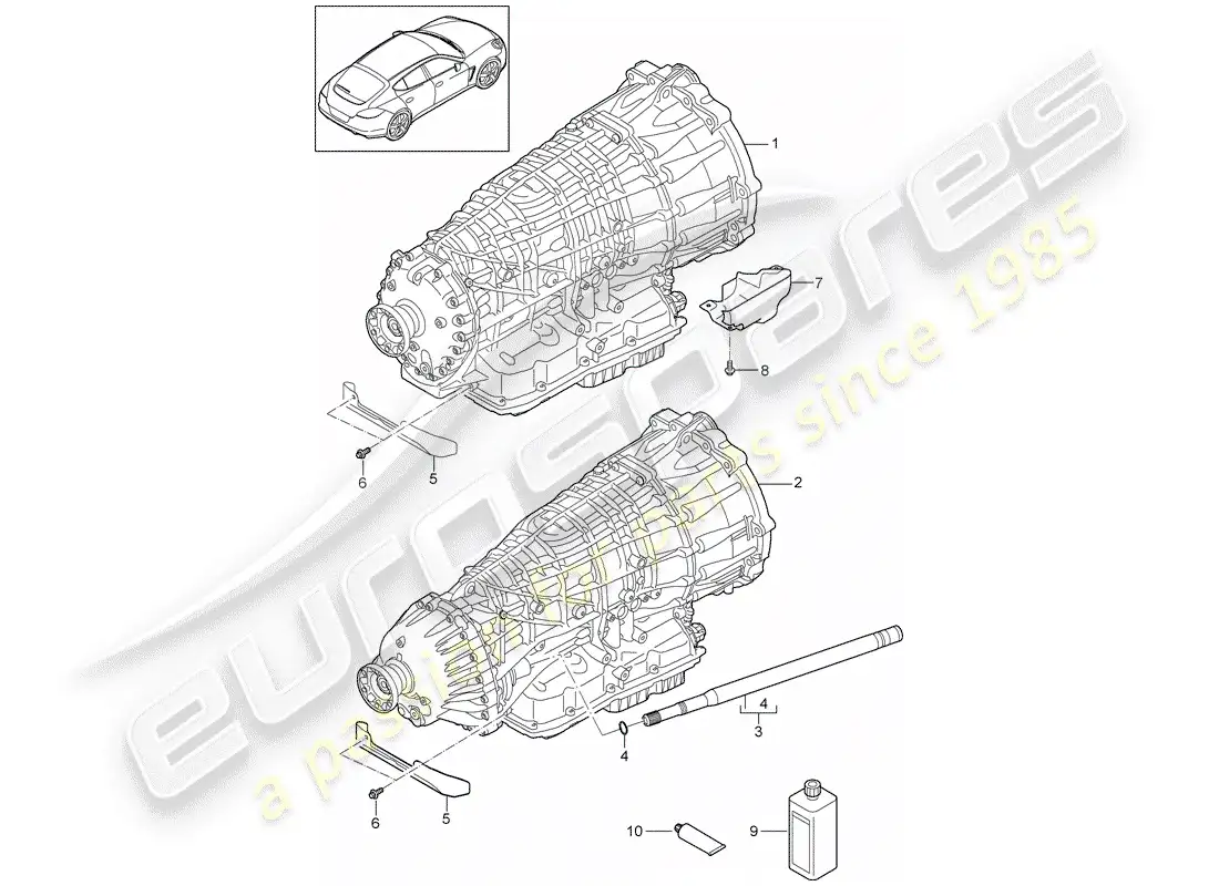porsche 2011 (panamera 970) 7-speed caja de cambios de doble embrague diagrama de piezas