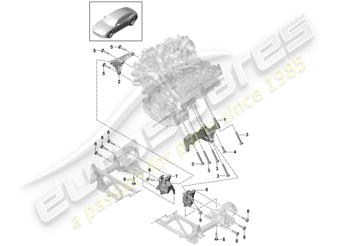porsche 2019 (panamera 971-1) dispositivo de elevación del motor diagrama de piezas