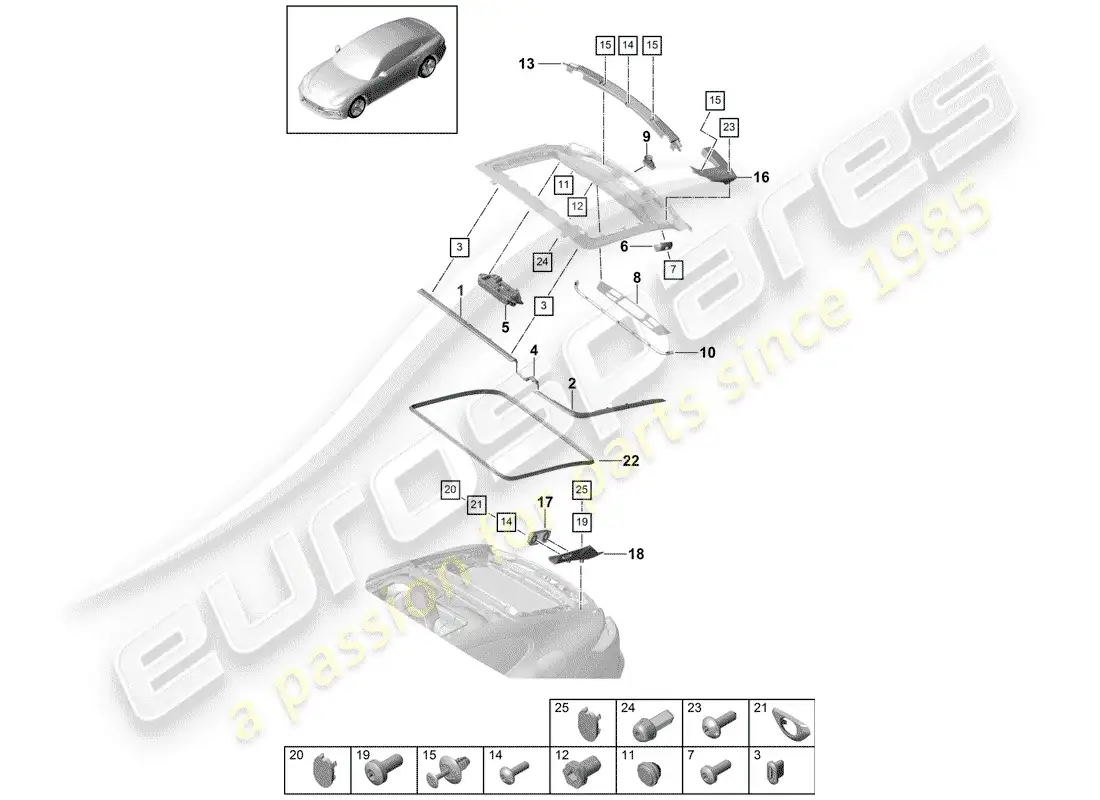 porsche 2020 (panamera 971-1) juntas diagrama de piezas
