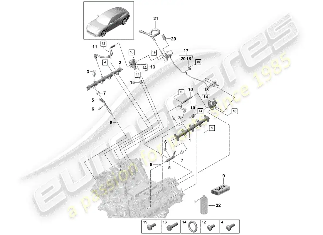 porsche 2019 (panamera 971-1) tubo de recogida de combustible diagrama de piezas