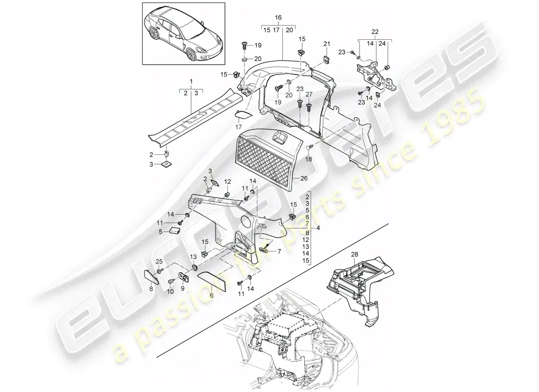 porsche 2012 (panamera 970) diagrama de piezas de trims