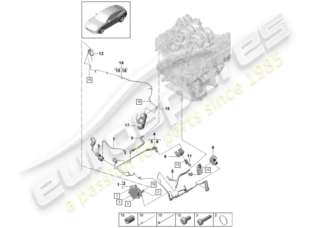 porsche 2019 (panamera 971-1) sistema de vacío diagrama de piezas