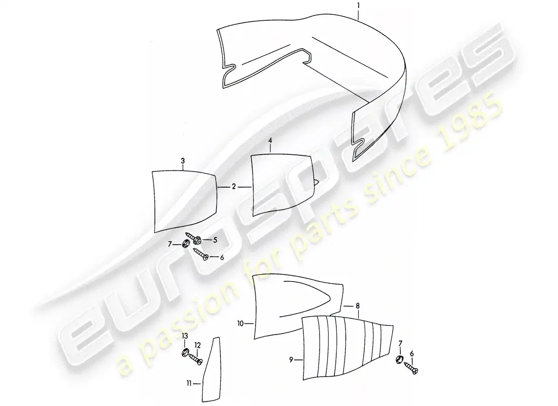 porsche 1962 (356b/356c) adornos - equipamiento interior diagrama de piezas