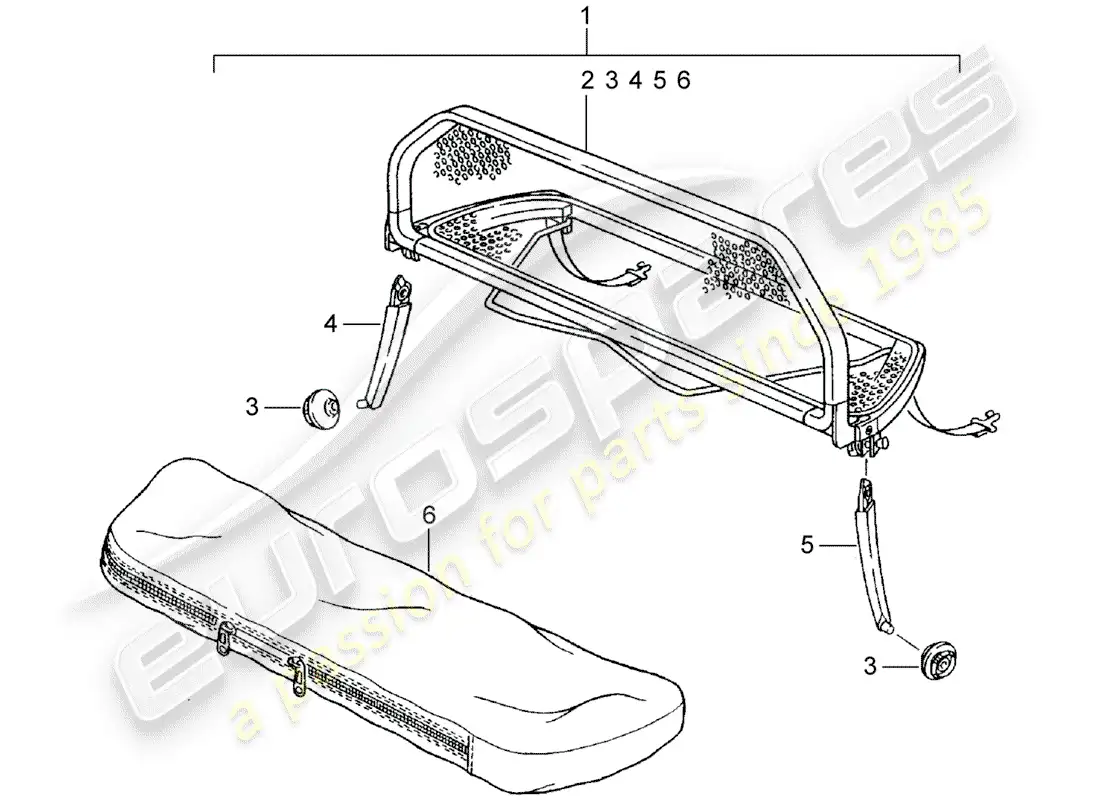porsche 1955 (accessories) parabrisas diagrama de piezas