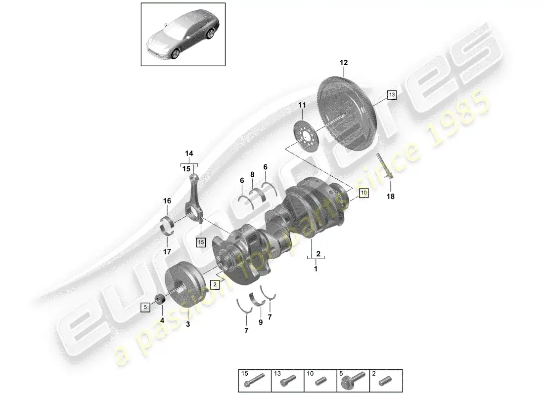 porsche 2017 (panamera 971-1) diagrama de piezas del cigüeñal
