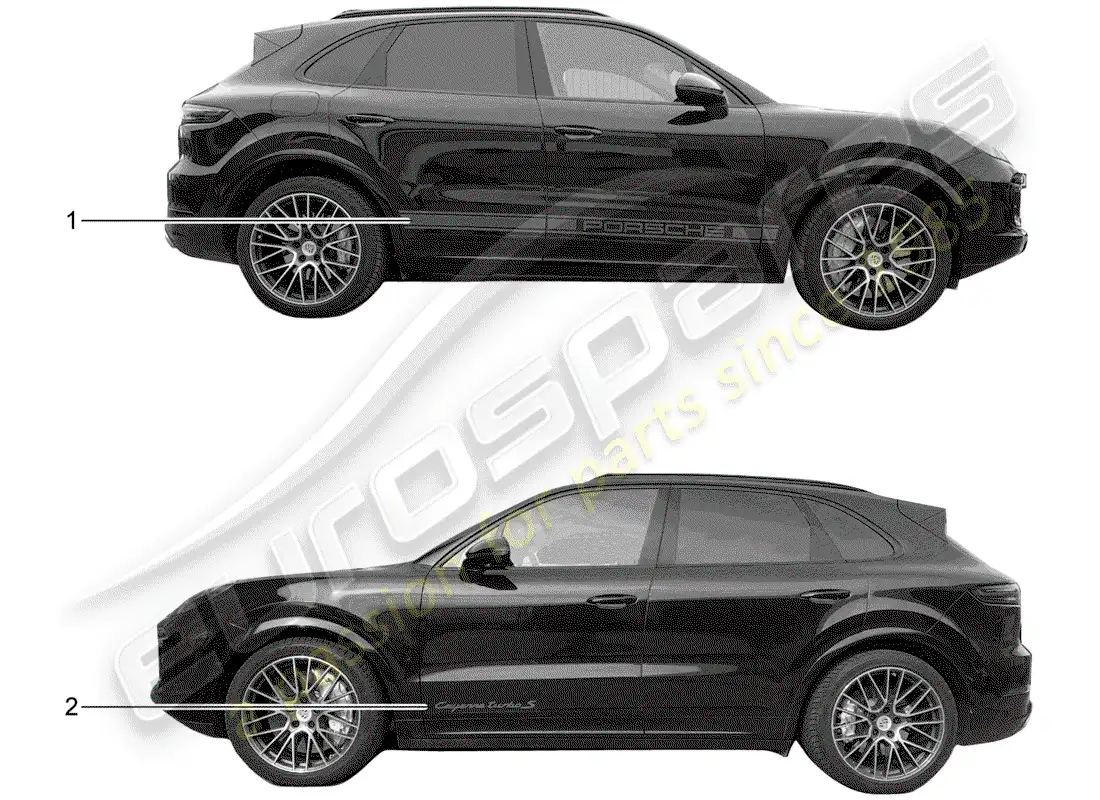 porsche 2018 (tequipment cayenne) recortar papel de aluminio diagrama de piezas
