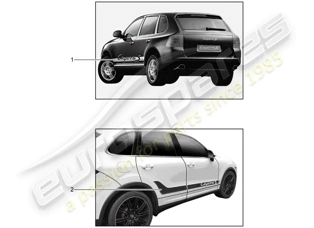 porsche 2018 (tequipment cayenne) recortar papel de aluminio diagrama de piezas