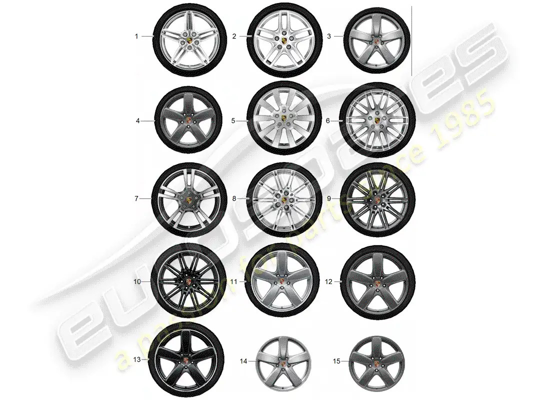 porsche 2017 (tequipment cayenne) juego de engranajes diagrama de piezas
