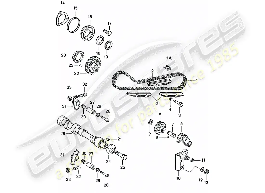 porsche 1986 (911) control de válvula diagrama de piezas