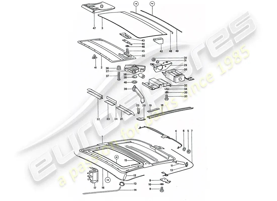 porsche 1976 (911 turbo) techo corredizo/basculante - eléctrico diagrama de piezas