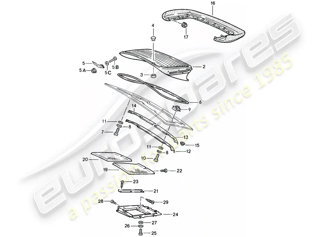 porsche 1988 (911) alerón trasero diagrama de piezas