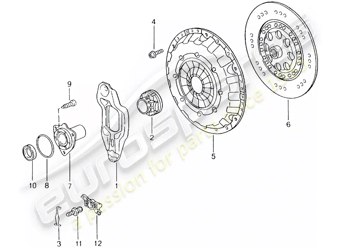porsche 2004 (996) embrague diagrama de piezas