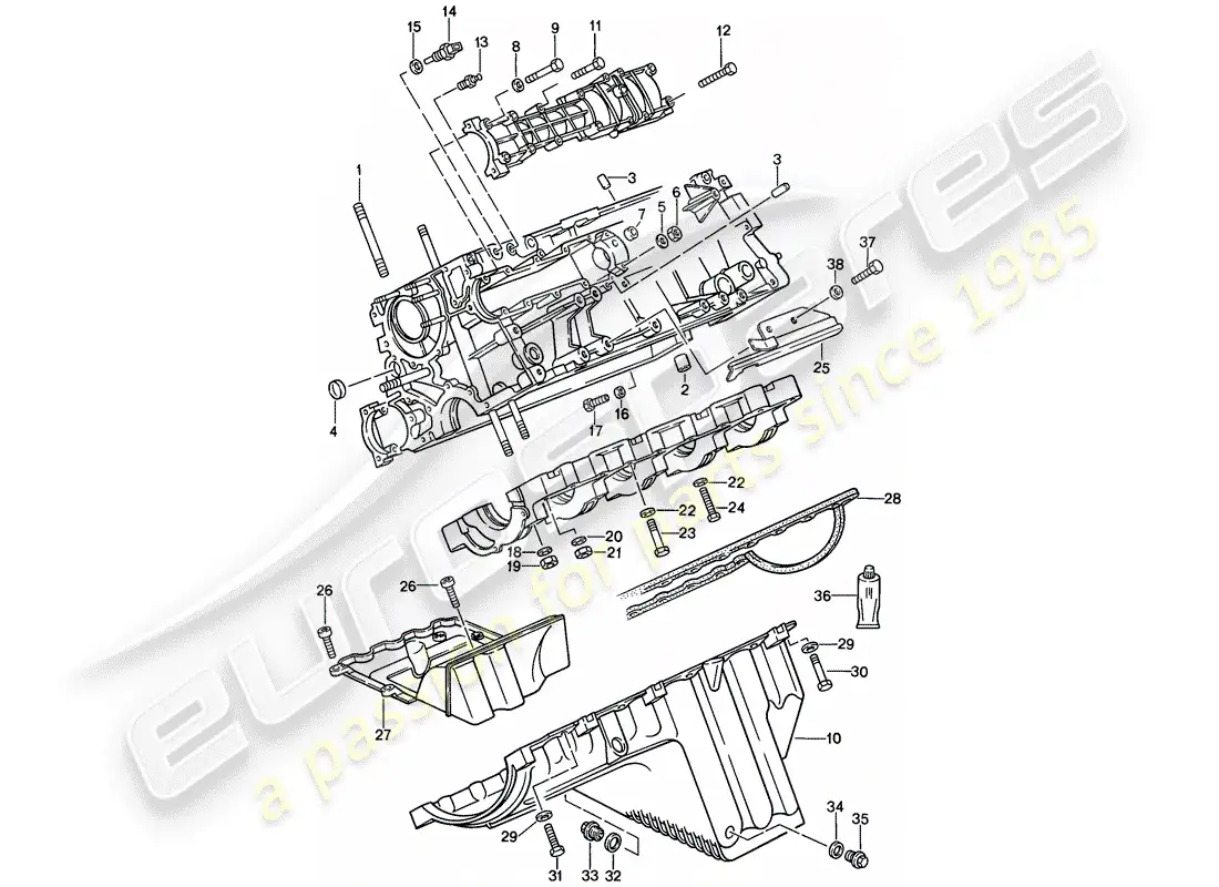 porsche 1988 (924s) carter - sujetadores diagrama de piezas