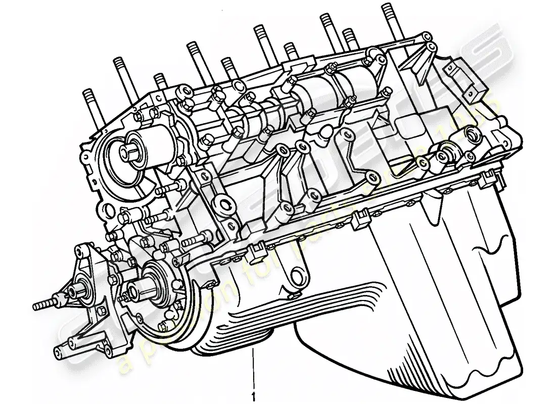porsche 1988 (924s) motor corto - cárter diagrama de piezas