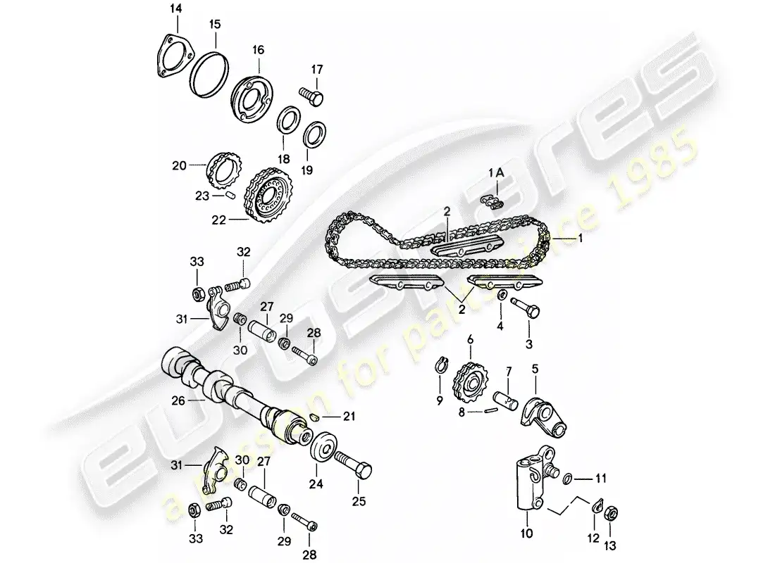 porsche 1987 (911) control de válvula diagrama de piezas