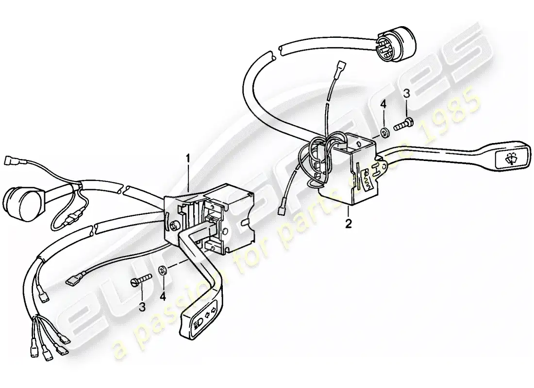 porsche 1989 (911) interruptor de la columna de dirección diagrama de piezas