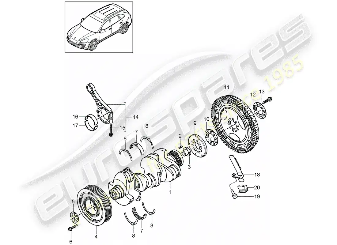 porsche 2013 (cayenne e2 92a) diagrama de piezas del cigüeñal