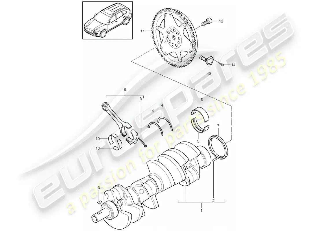 porsche 2013 (cayenne e2 92a) cigüeñal diagrama de piezas