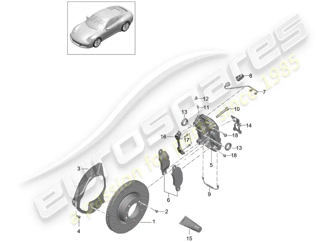 porsche 2019 (991-2) frenos de disco diagrama de piezas