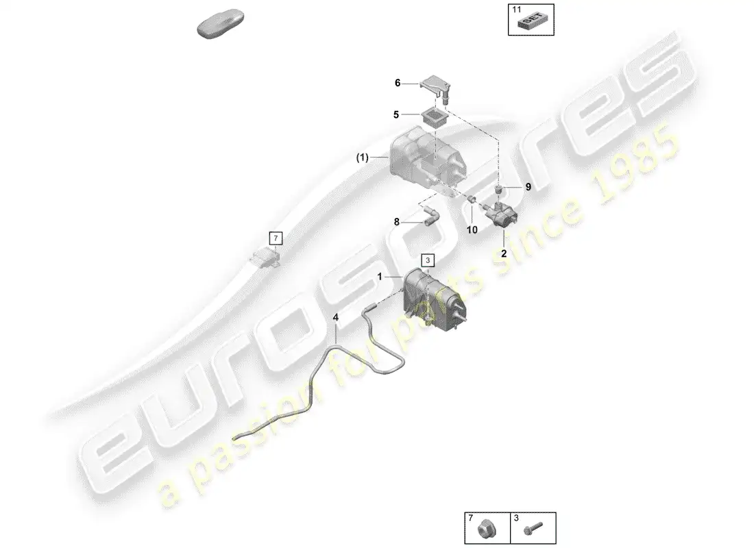 porsche 2019 (718 boxster spyder) bote de emisiones evaporativas diagrama de piezas