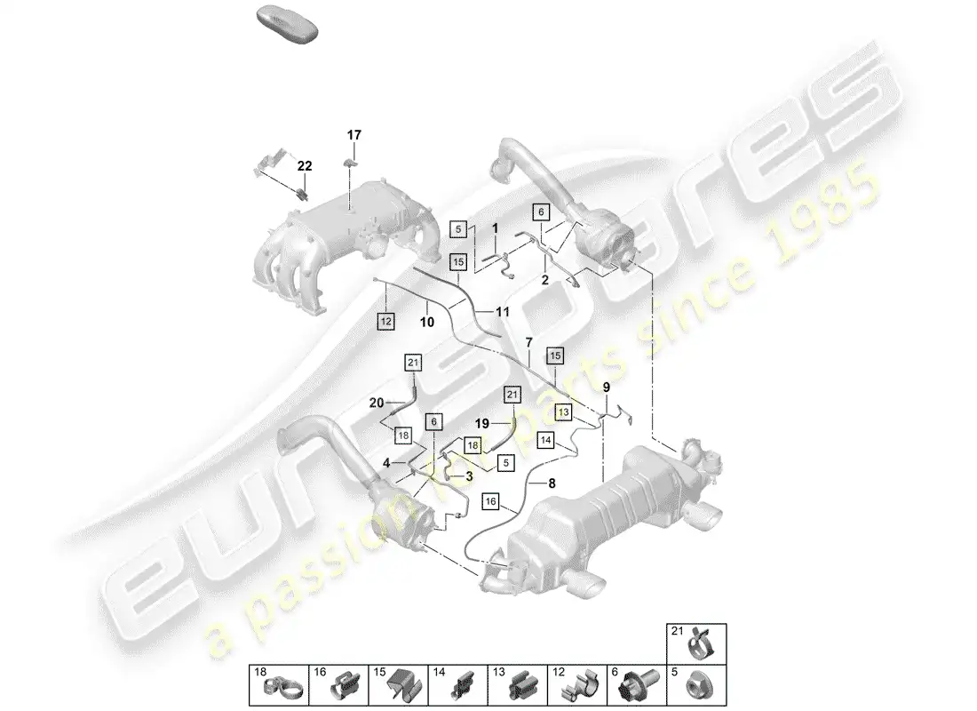 porsche 2020 (718 boxster spyder) filtro de partículas de gasolina diagrama de piezas