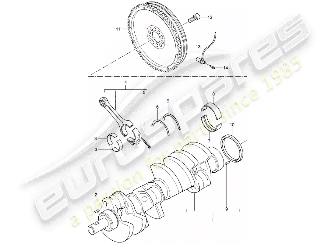 porsche 2003 (cayenne e1 9pa) cigüeñal diagrama de piezas