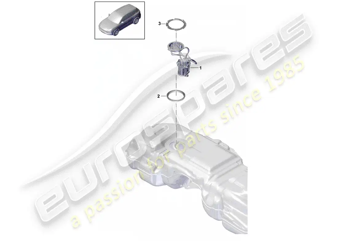 porsche 2020 (cayenne e3 9ya/9yb) depósito de combustible diagrama de piezas