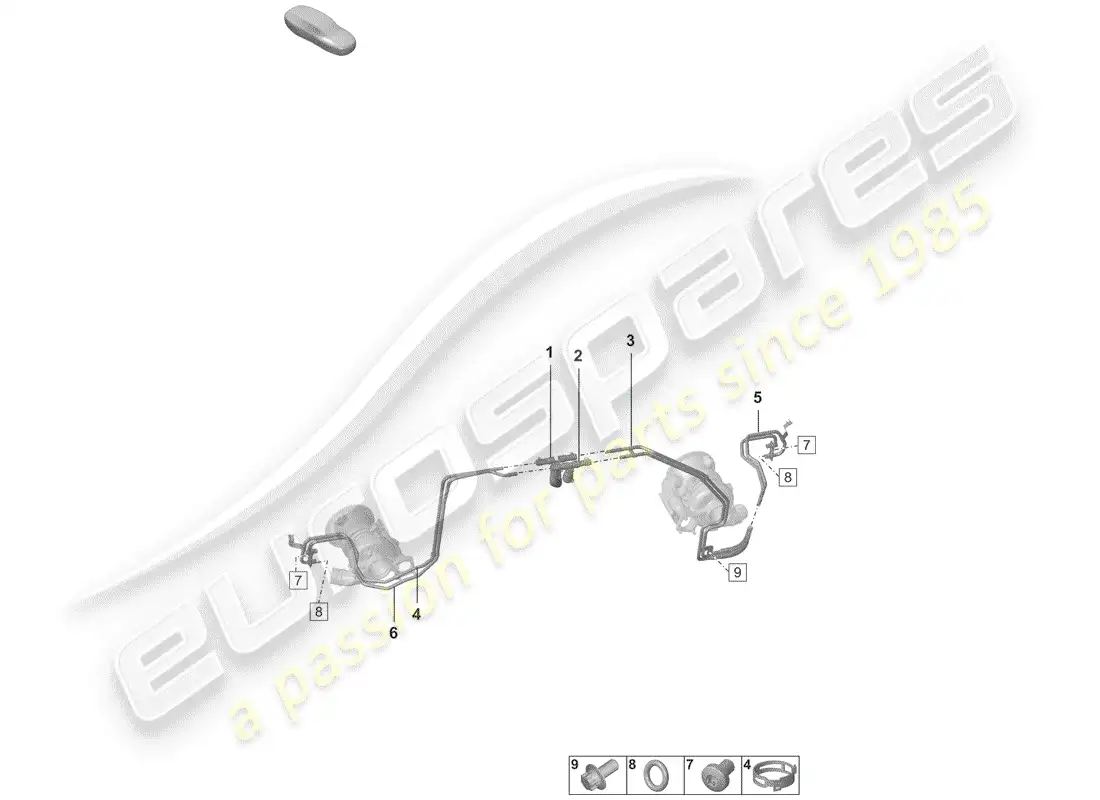 porsche 2019 (992-1) turbocompresor de gases de escape diagrama de piezas