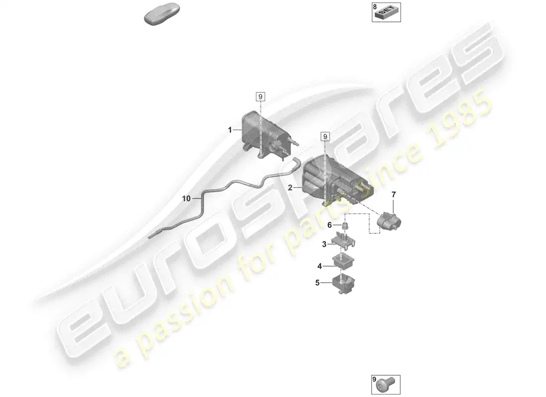 porsche 2019 (992-1) bote de emisiones evaporativas diagrama de piezas