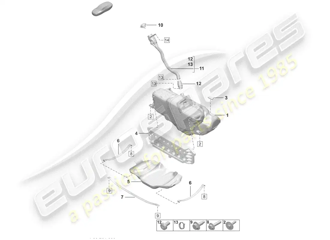 porsche 2019 (992-1) depósito de combustible diagrama de piezas