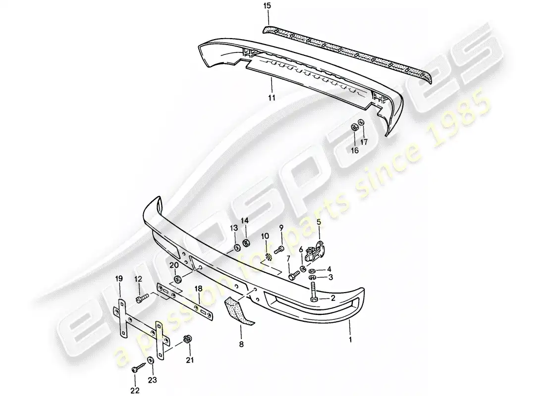 porsche 1987 (924s) parachoques - sin: - diagrama de piezas del buffer
